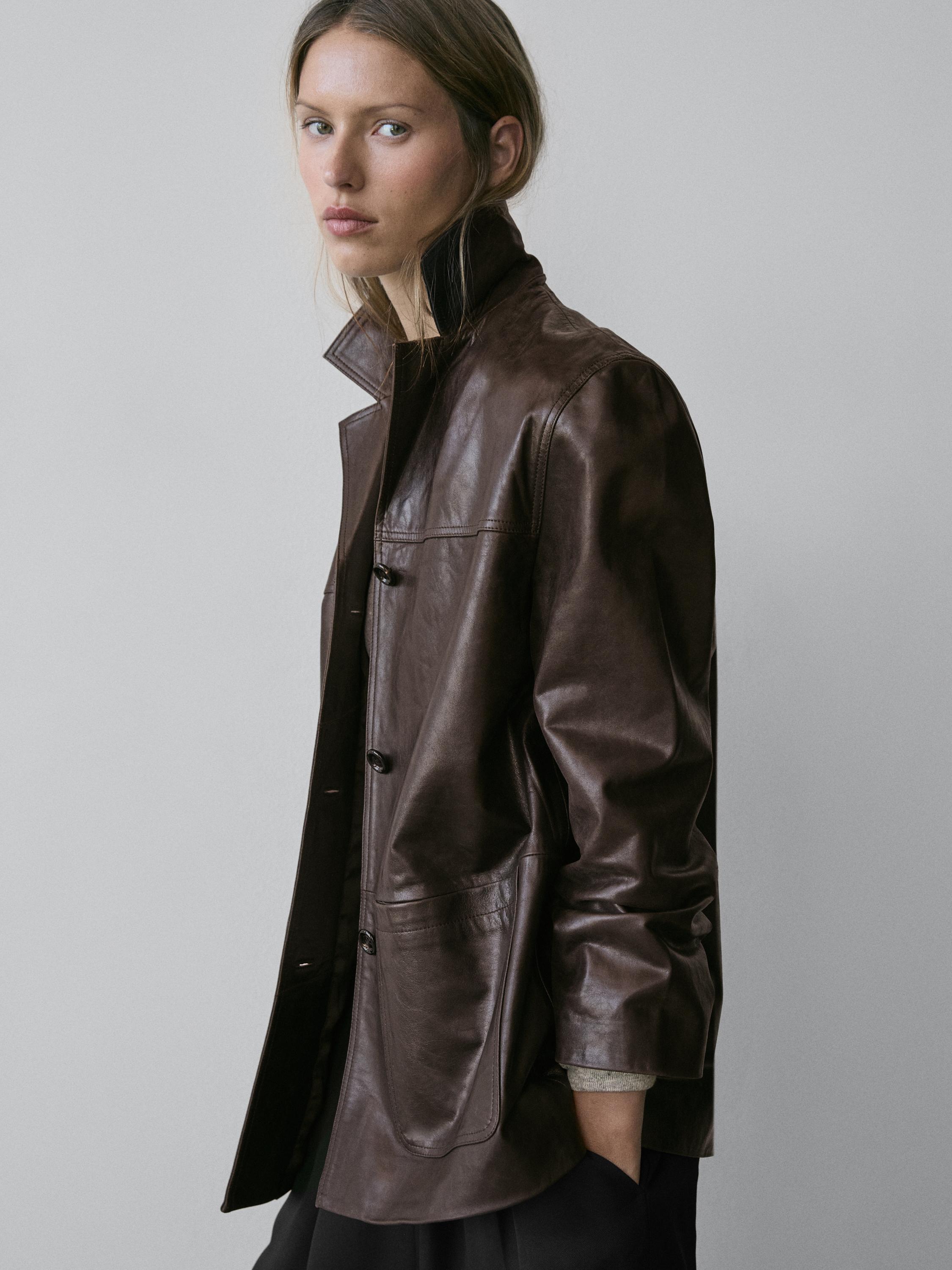 100% nappa leather blazer with buttons